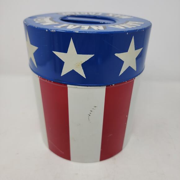 Vintage JAPAN American Flag Tins (2) Max Factor Containers Labor Day, Noel - Picture 8 of 11